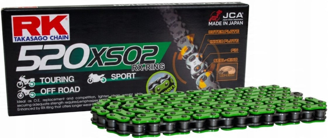 Drive chain (Motocross) 520MXZ5-120 clip (CL) included color green (capacity: up to 500 cc) (37.8 kN)