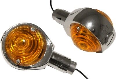 HANDLEBAR END TURN SIGNALS (PAIR) 7/8" 22MM UNIVERSAL (BMW STYLE) CHROME
