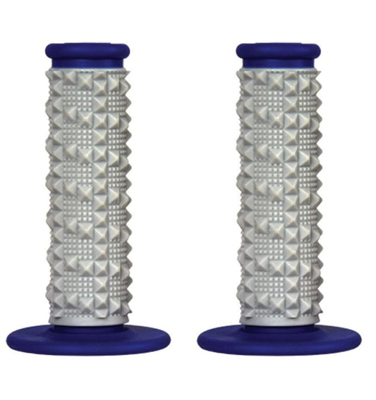 Off-road grips (22+25 mm) with ribs dual-compound gray/blue