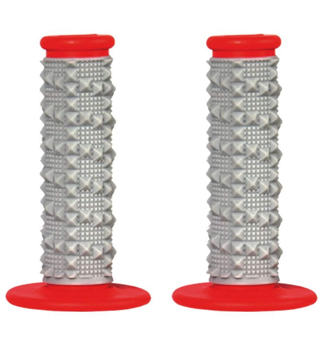 Off-road grips (22+25 mm) with ribs dual-compound gray/red