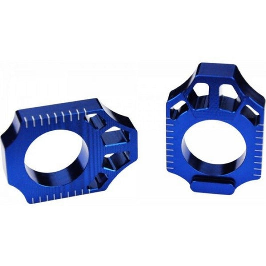 Rear axle chain adjuster Yamaha WR250F 02-24, WR250R/X 07-20, WR450F 04-24, YZ125 02-25, YZ250 02-25, YZ250F 02-08, YZ250FX 15-24, YZ450F 03-08, YZ450FX 16-23, Fantic XE125 21-25, XX125 21-25 blue color