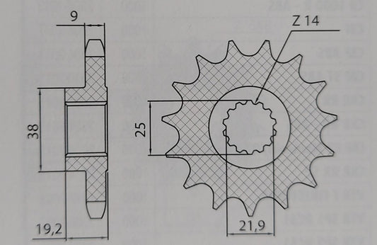 Front sprocket 2254 15T Ducati Multistrada 1200, S 10-17 (JTF743.15) chain 530