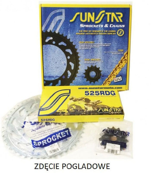 Drive kit BMW S1000 RR 1000 12-15, S 1000RR ABS 14-18 Plus gold (17/45/118) up to 1100 cc XW ring (SUN43217/SUN1-4467-45/SS525RRR1-118G), replaces K525RTG102, made in Japan