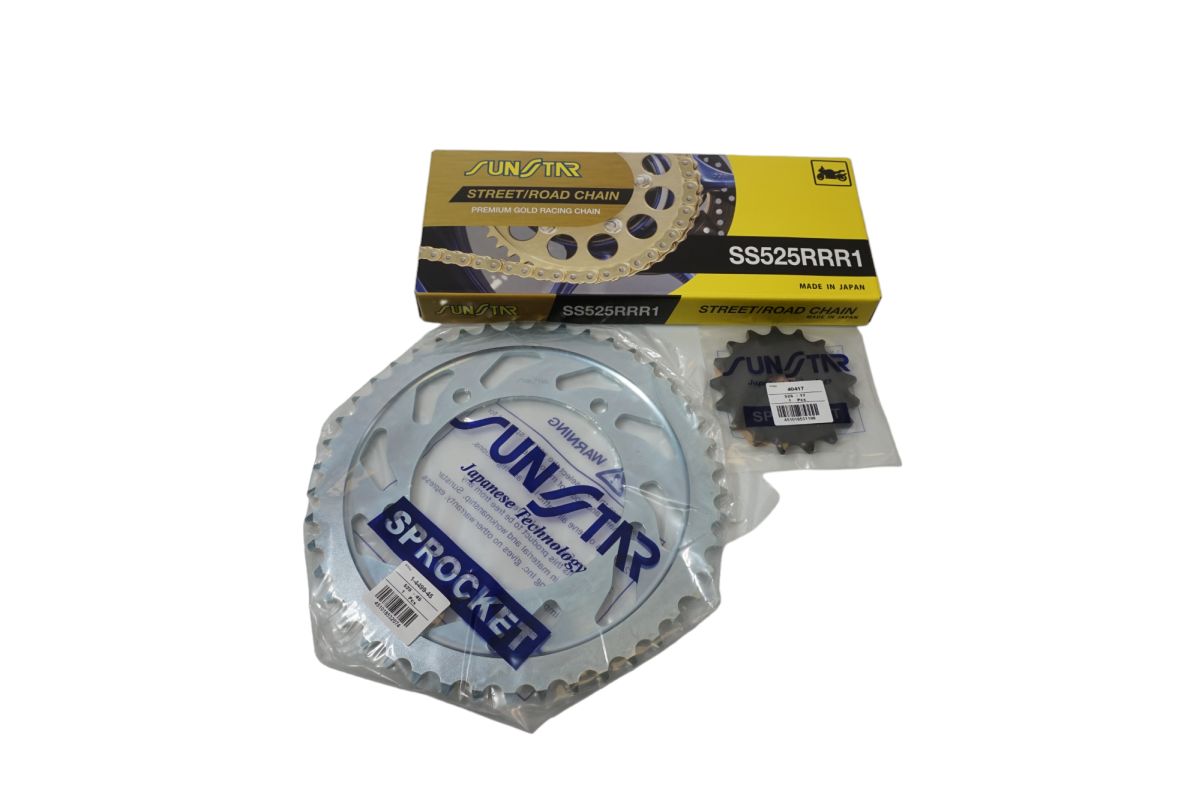 Drive kit Kawasaki ZX-10R 08-10 Plus gold (17/41/110) up to 1100 cc XW ring (SUN40417/SUN1-4347-41/SS525RRR1-110G), replaces K525RTG098, made in Japan