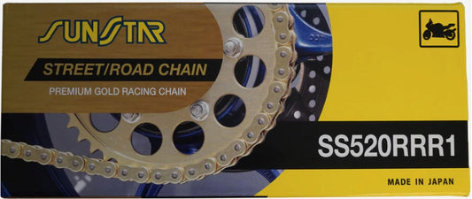 Drive chain 520RRR1-118G (520ZVMX2GG) up to 1000 cc (XW ring) gold (520RRR1118G), replaces SS520RTG1-118G, made in Japan