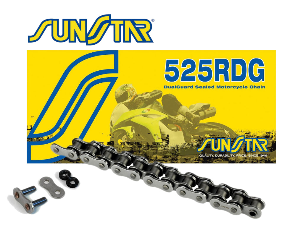 Drive chain 525RDG-112N (525VX) up to 900 cc (DG ring) natural color, made in Japan