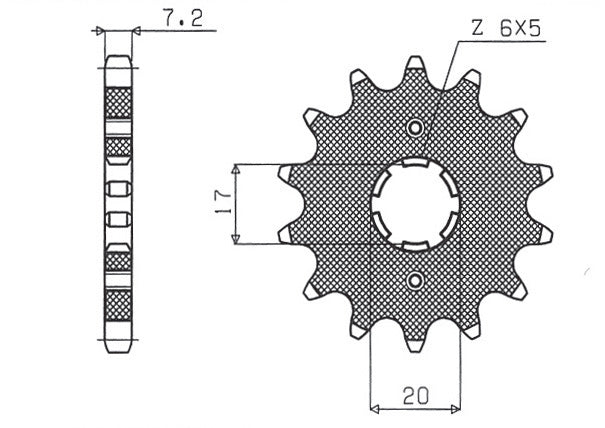 Front sprocket 2037 16T Honda CBR 125, CBF 125 09-14 (JTF1264.16) chain 428 (203716JT)
