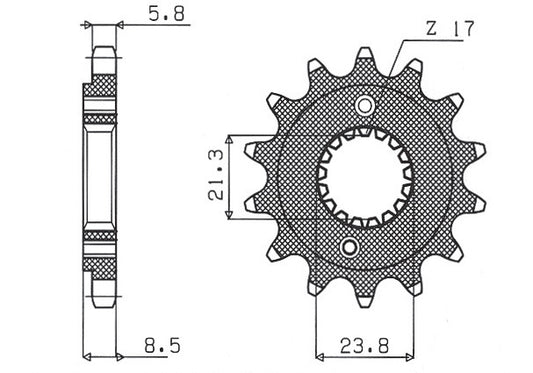 Front sprocket 2071 15T Honda XR 400 96-05, TRX 400 (JTF1322.15) chain 520 (207115JT)