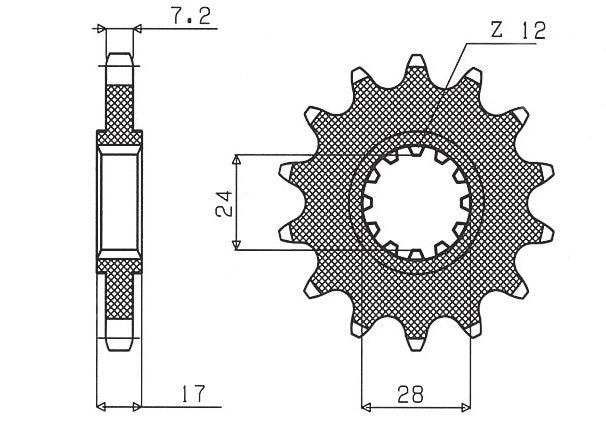 Front sprocket 2073 15T Honda CB 600 Hornet 97-06, CBR 600F 97-98, CBF 600 04-07 (JTF1371.15) chain 525 (207315JT)