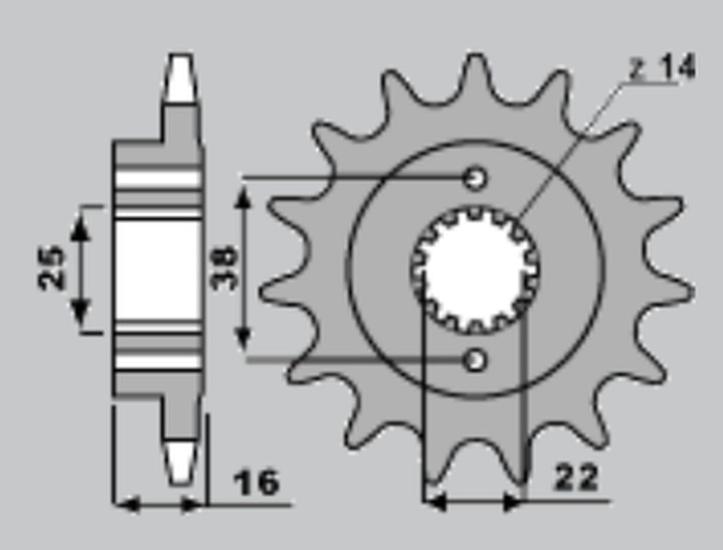 Front sprocket 2075 14T Ducati Monster 797 17-18, Scrambler 800 17-18, Supersport 939 17-18 (JTF736.14) chain 520 (207514JT)