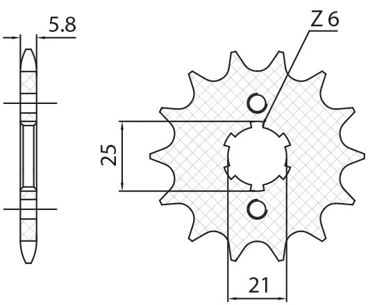 Front sprocket 2076 13T Yamaha XV 125 Virago 97-01 (JTF1573.13) chain 520 (207613JT)