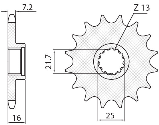 Front sprocket 2093 15T Kawasaki ZX-6R 98-02 (JTF1535.15) chain 525 (209315JT)