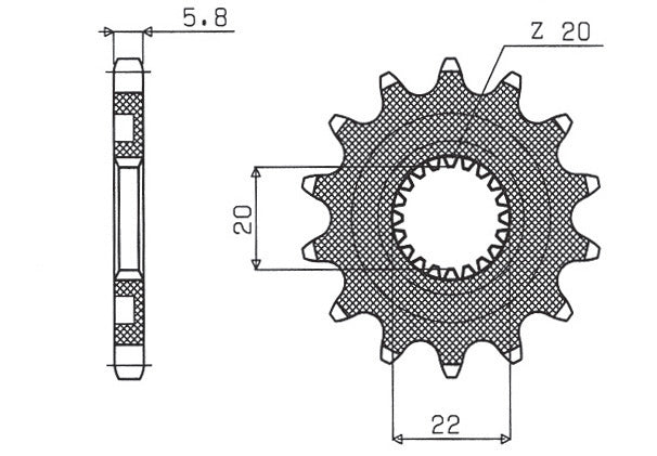 Front sprocket 2103 14T Yamaha YZ-F 250 01-25 (JTF1590.14) chain 520 (210314JT)