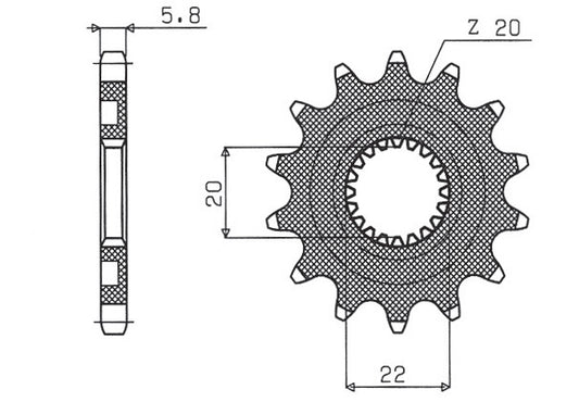 Front sprocket 2103 14T Yamaha YZ-F 250 01-25 (JTF1590.14) chain 520 (210314JT)