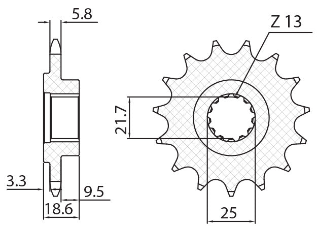 Front sprocket 2119 14T Kawasaki Z 750 04-12, Z 800 13-16 (JTF1538.14) chain 520 (211914JT)