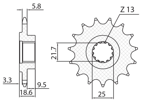 Front sprocket 2119 14T Kawasaki Z 750 04-12, Z 800 13-16 (JTF1538.14) chain 520 (211914JT)