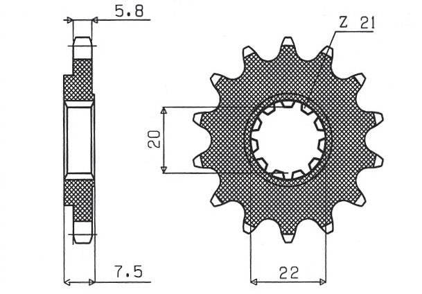 Front sprocket 2120 13T Honda CR 125R 04-07, CRF 250R/X 04-17 (JTF1323.13) chain 520 (212013JT)