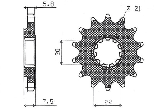 Front sprocket 2120 13T Honda CR 125R 04-07, CRF 250R/X 04-17 (JTF1323.13) chain 520 (212013JT)