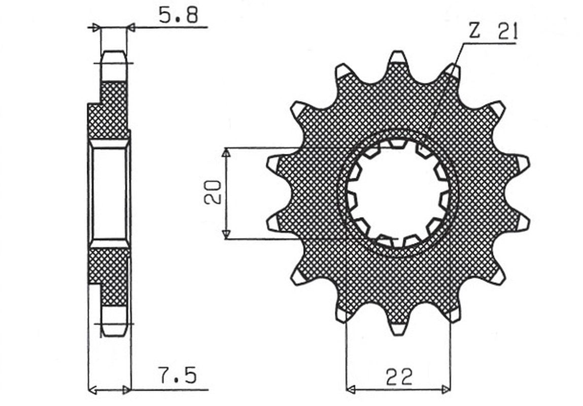 Front sprocket 2120 14T Honda CR 125R 04-07, CRF 250R/X 04-17 (JTF1323.14) chain 520 (212014JT)