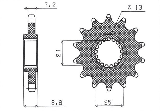 Front sprocket 2137 16T Kawasaki ZX-9R 02-03, Z 1000 03-06 (JTF1537.16) chain 525 (213716JT)