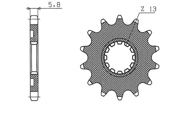 Front sprocket 2141 13T Kawasaki KX-F 450 06-19 (JTF1565.13 / JTF565.13) chain 520 (56513) also fits Yamaha YFZ 450 04-13 (214113JT)