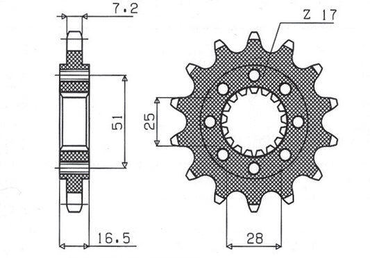 Front sprocket 2147 16T KTM 950, 990 LC8 Adventure, SuperDuke 06-12 (JTF1904.16) chain 525 (214716JT)