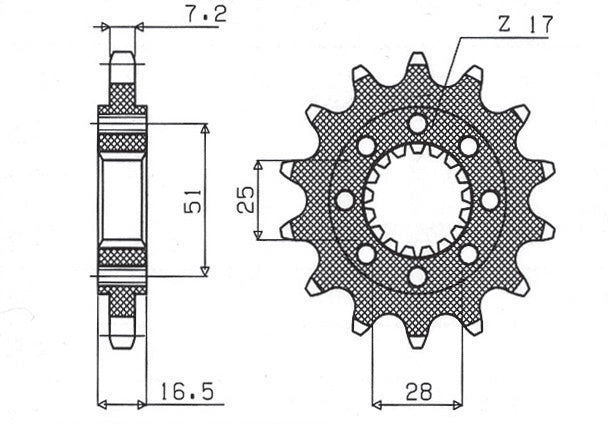 Front sprocket 2147 17T KTM 950, 990, 1190 06-13 (JTF1904.17) chain 525 (214717JT)