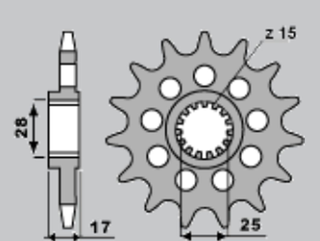 Front sprocket 2249 15T Ducati Panigale 1199, 1299 12-16 (JTF749.15) chain 525 (224915)