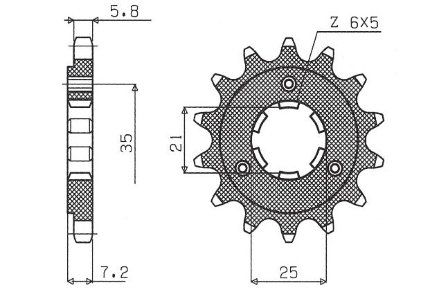 Front sprocket 437 16T Suzuki DR 600, 650 (JTF437.16) chain 520 (43716JT)