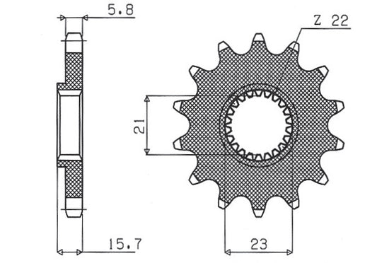 Front sprocket 441 15T Yamaha XT 600 87-90, XT 600E 97-03, XTZ 660 91-98, TT 600 93-02 (JTF1577.15) chain 520 (44115JT)