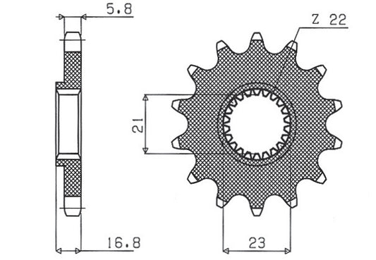 Front sprocket 443 16T Yamaha XJ 600 Diversion 92-03 (JTF582.16) chain 520 (44316JT)