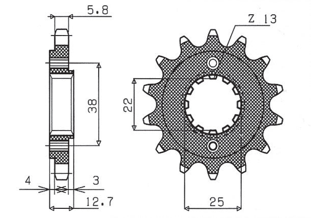 Front sprocket 511 15T Kawasaki KLR 650 90-14 (JTF511.15) chain 520 (51115JT)