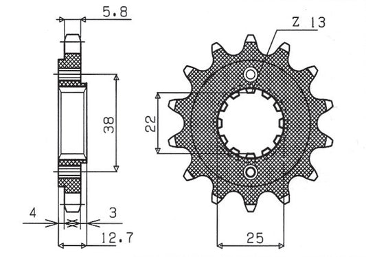 Front sprocket 511 15T Kawasaki KLR 650 90-14 (JTF511.15) chain 520 (51115JT)