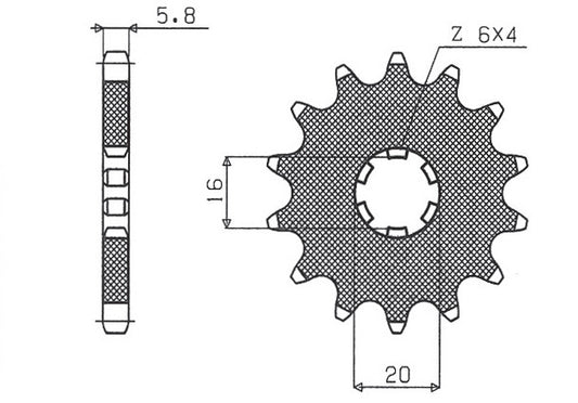 Front sprocket 560 14T Kawasaki KX 65, 80, 85 (JTF546.14) chain 420 (56014JT)