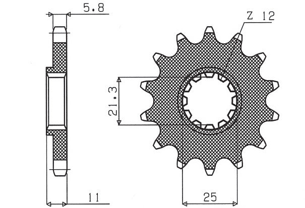 Front sprocket 727 14T Husqvarna CR, WR, TC, TE 125, 250, 300, 310, 410, 510, 610 (JTF824.14) chain 520 (72714JT)