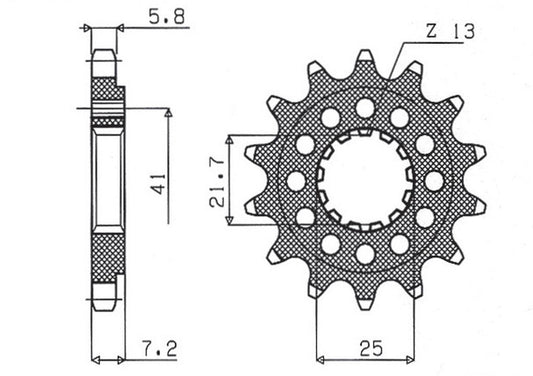 Front sprocket Kawasaki ZX-7R, RR 96-03, ZX-10R 04-15, Suzuki GSX-R 750 00-15, SV 1000S 03-06 (520 conversion) (JTF1516.15) chain 520