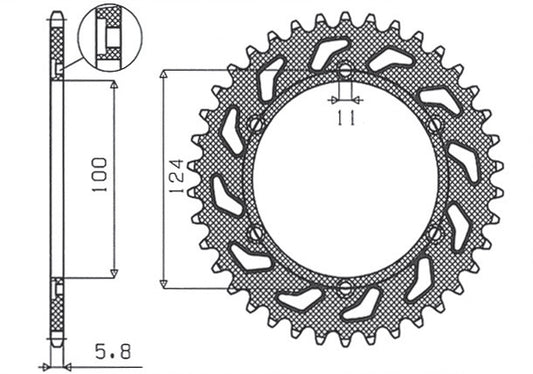Rear sprocket 1027 46T Ducati Monster 600, 620 99-04 (JTR735.46) chain 520 (102746JT)