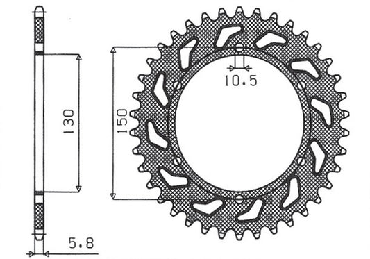 Rear sprocket 236 42T Honda NX 650 88-90, FMX 650 05-08, XR 600 88-90, Yamaha XJ6 600 09-13 (JTR245/3.42) chain 520 (430942JT)