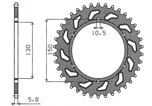 Rear sprocket 236 45T Honda NX 650 88-90, FMX 650 05-08, XR 600 88-90 (JTR245/3.45) chain 520 (430945JT)
