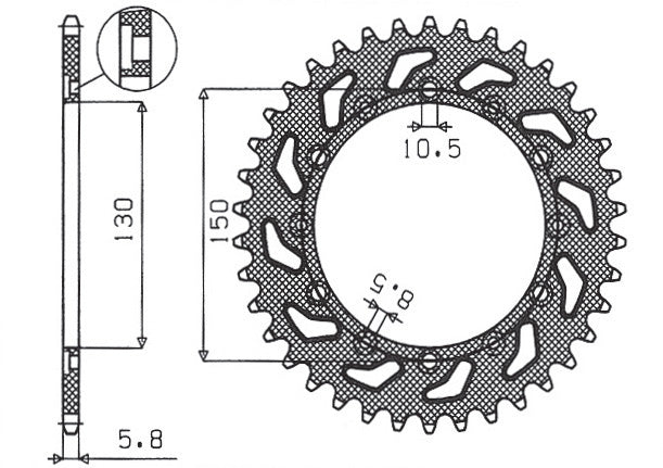 Rear sprocket 236 48T, 245 48T Honda NX 650 95-01, Yamaha XJ6 09-15, Yamaha WR 250R 08-10 (JTR245/2.48, JTR245/3.48) chain 520 (24548JT)