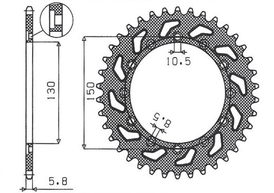 Rear sprocket 236 52T, 245 52T Honda NX 650 95-01, Yamaha XJ6 09-15, Yamaha WR 250R 08-10, Aprilia RX Six Days 125 90 (JTR245/2.52, JTR245/3.52) chain 520 (24552JT)