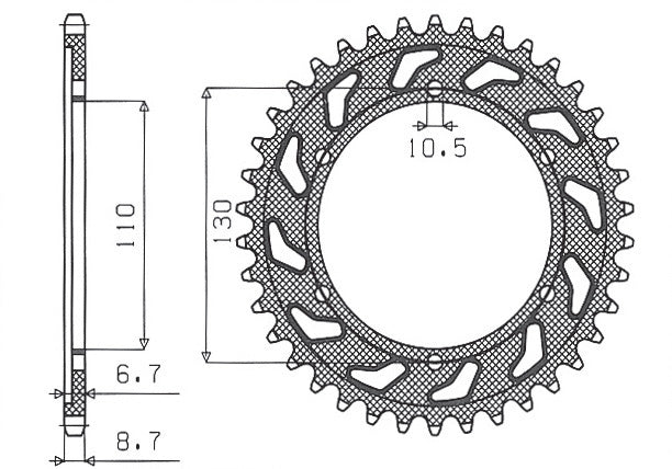 Rear sprocket 241 39T Yamaha XJR 1300 04-06, MT-01 05-11 (JTR479.39) chain 530 (24139JT)