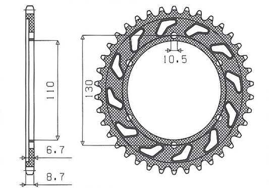 Rear sprocket 241 39T Yamaha XJR 1300 04-06, MT-01 05-11 (JTR479.39) chain 530 (24139JT)