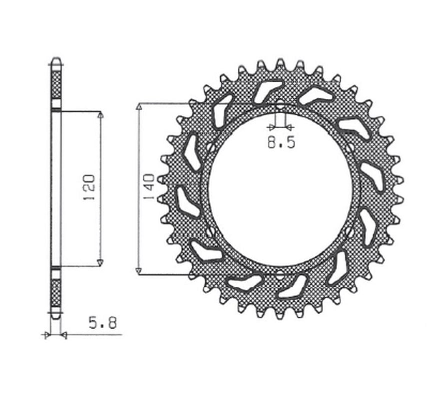 Rear sprocket 260 40T chain 520 (JTR260.44) (26044JT)