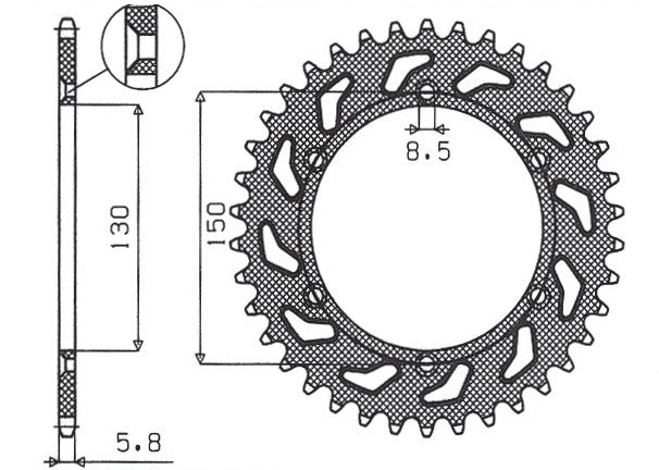 Rear sprocket 270 42T Yamaha YZ, YZ-F, WR-F 99-24 (JTR251.42) chain 520 (27042JT)
