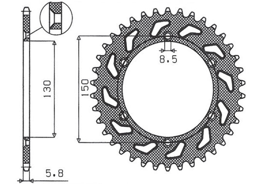 Rear sprocket 270 42T Yamaha YZ, YZ-F, WR-F 99-24 (JTR251.42) chain 520 (27042JT)