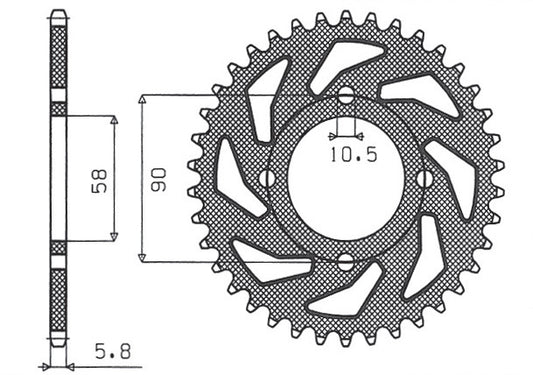 Rear sprocket 279 39T Honda XL 125V Varadero 01-13, KTM 200 Duke 12-14, 125 Duke 11-13 (JTR273.39) chain 520 (27939JT)