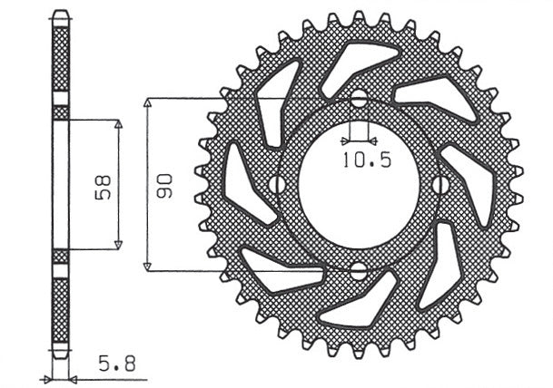 Rear sprocket 279 41T Honda XL 125V Varadero 01-13, KTM 200 Duke 12-14, 125 Duke 11-13 (JTR273.41) chain 520 (27941JT)