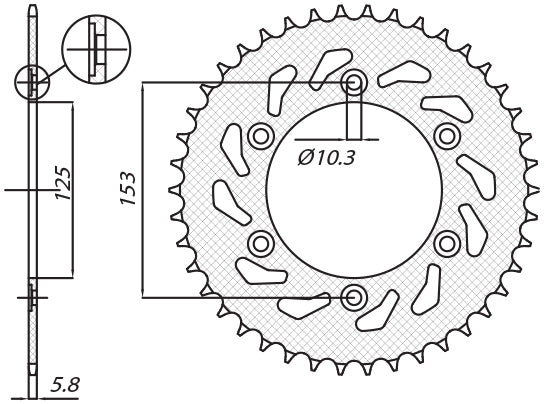 Rear sprocket 288 45T Honda XR 650L 93-15, XR 600R 91-00 (-3) (JTR301.45) chain 520 (28845JT)