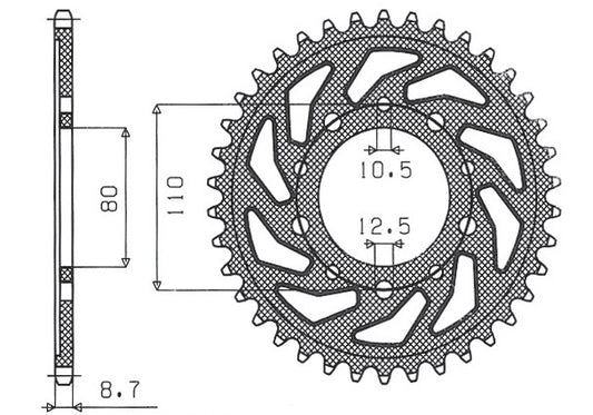 Rear sprocket 334 41T Honda CBR 1000F 96-00 (SC24), VF 500F 85-88 (JTR1334.41) chain 530 (33441JT)